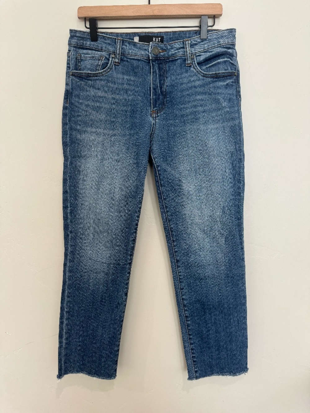 KUT Reese High Rise Ankle Straight Leg Raw Hem Jeans Size 8